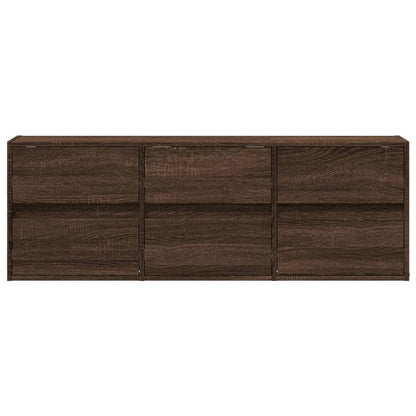 TV Wall Cabinet with LED Lights Brown Oak 130x31x45 cm