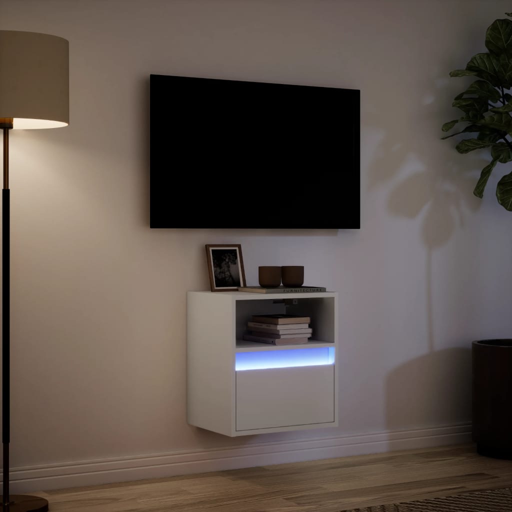 TV Wall Cabinet with LED Lights White 41x31x45 cm