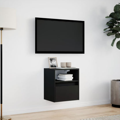 TV Wall Cabinet with LED Lights Black 41x31x45 cm