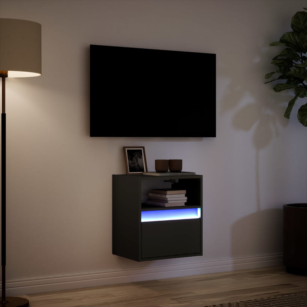 TV Wall Cabinet with LED Lights Black 41x31x45 cm