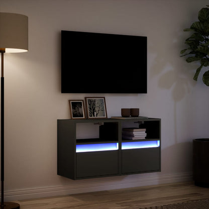TV Wall Cabinets with LED Lights 2 pcs Black 41x31x45 cm