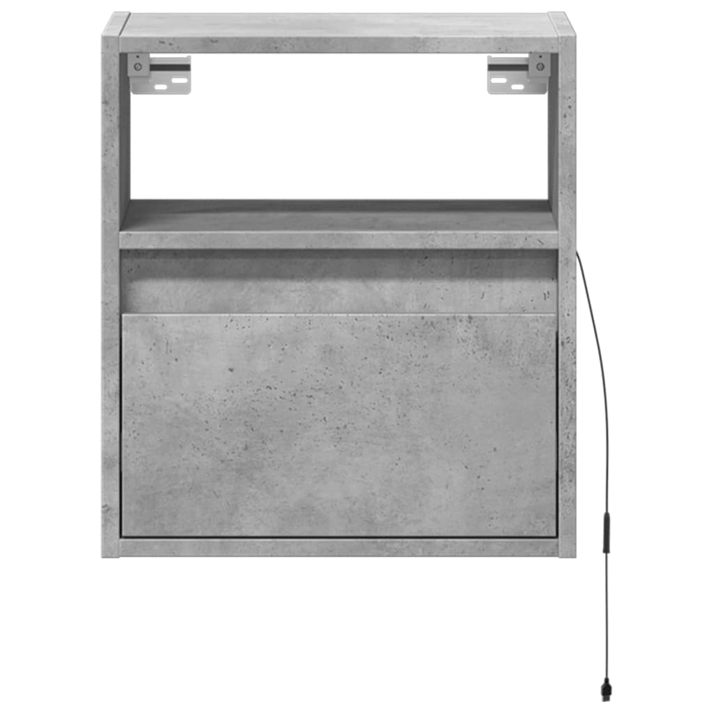 TV Wall Cabinet with LED Lights Concrete Grey 41x31x45 cm