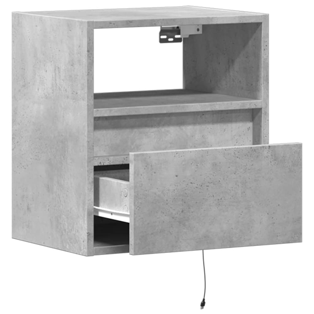 TV Wall Cabinet with LED Lights Concrete Grey 41x31x45 cm