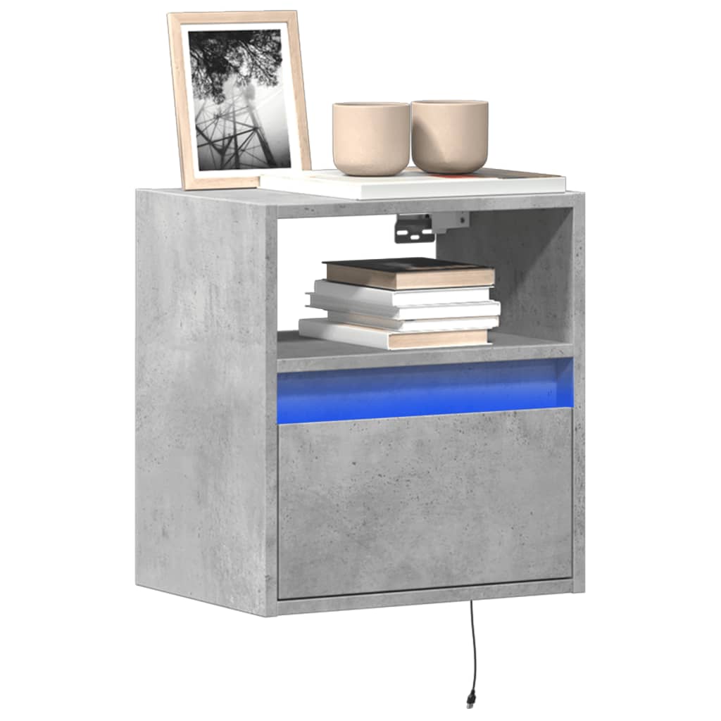 TV Wall Cabinet with LED Lights Concrete Grey 41x31x45 cm