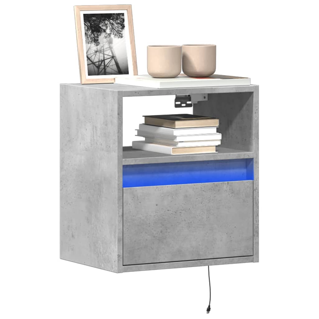 TV Wall Cabinets with LED Lights 2 pcs Concrete Grey 41x31x45 cm
