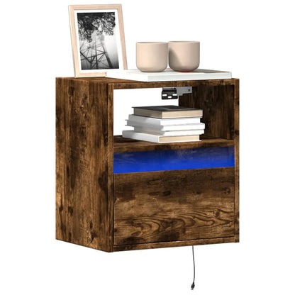 TV Wall Cabinet with LED Lights Smoked Oak 41x31x45 cm