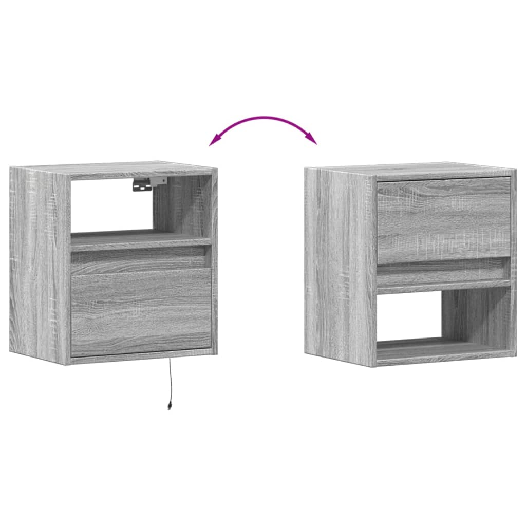 TV Wall Cabinet with LED Lights Grey Sonoma 41x31x45 cm