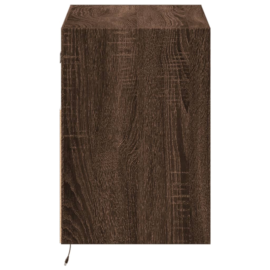 TV Wall Cabinet with LED Lights Brown Oak 80x31x45 cm
