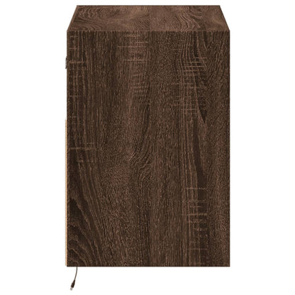 TV Wall Cabinet with LED Lights Brown Oak 80x31x45 cm