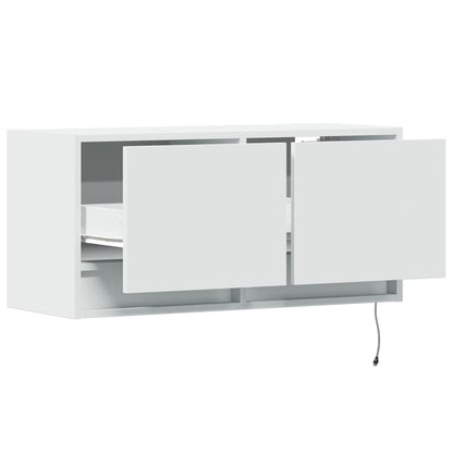 TV Wall Cabinet with LED Lights White 80x31x35 cm