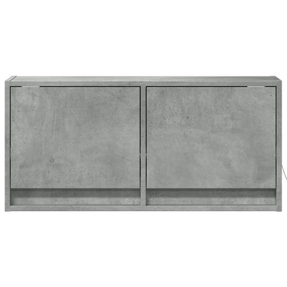 TV Wall Cabinet with LED Lights Concrete Grey 80x31x35 cm