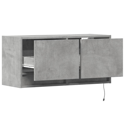 TV Wall Cabinet with LED Lights Concrete Grey 80x31x35 cm