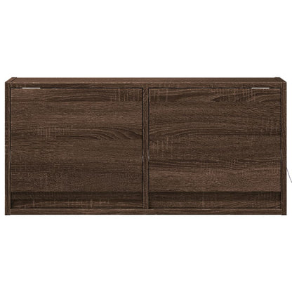 TV Wall Cabinet with LED Lights Brown Oak 80x31x35 cm