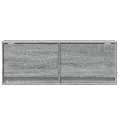 TV Wall Cabinet with LED Lights Grey Sonoma 100x31x35 cm