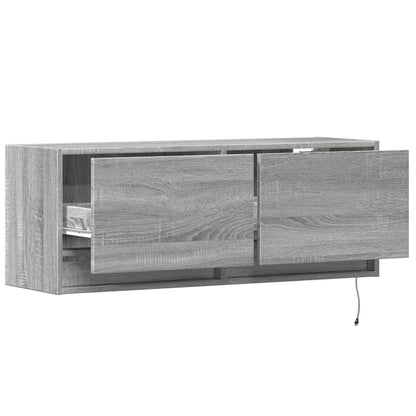 TV Wall Cabinet with LED Lights Grey Sonoma 100x31x35 cm