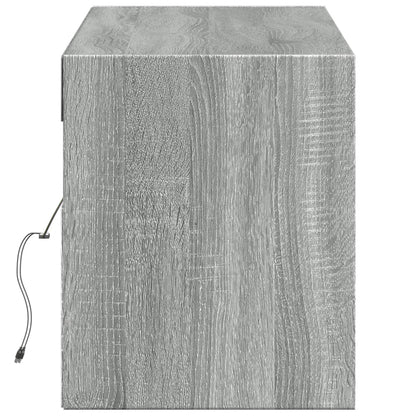 TV Wall Cabinet with LED Lights Grey Sonoma 140x31x38 cm