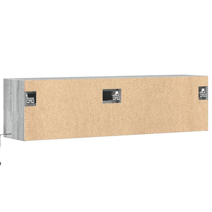 TV Wall Cabinet with LED Lights Grey Sonoma 140x31x38 cm