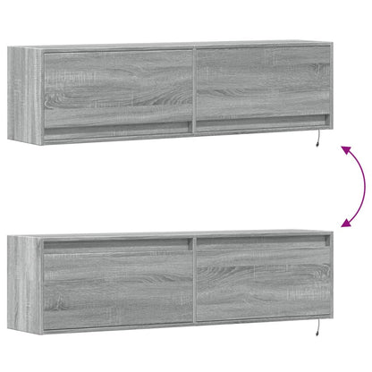 TV Wall Cabinet with LED Lights Grey Sonoma 140x31x38 cm