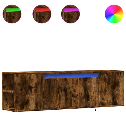 TV Wall Cabinet with LED Lights Smoked Oak 135x31x39.5 cm