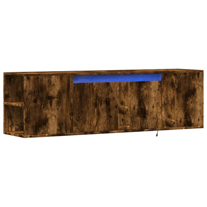 TV Wall Cabinet with LED Lights Smoked Oak 135x31x39.5 cm