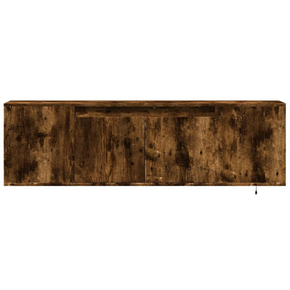 TV Wall Cabinet with LED Lights Smoked Oak 135x31x39.5 cm