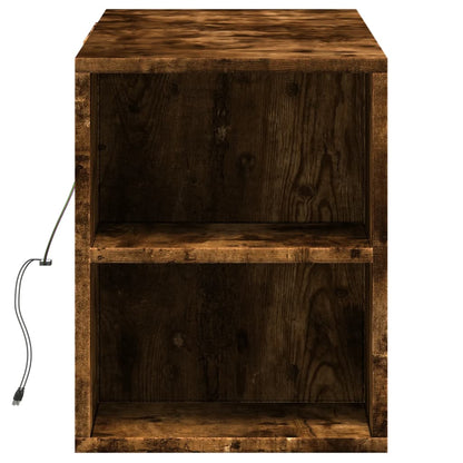 TV Wall Cabinet with LED Lights Smoked Oak 135x31x39.5 cm