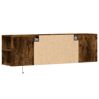 TV Wall Cabinet with LED Lights Smoked Oak 135x31x39.5 cm