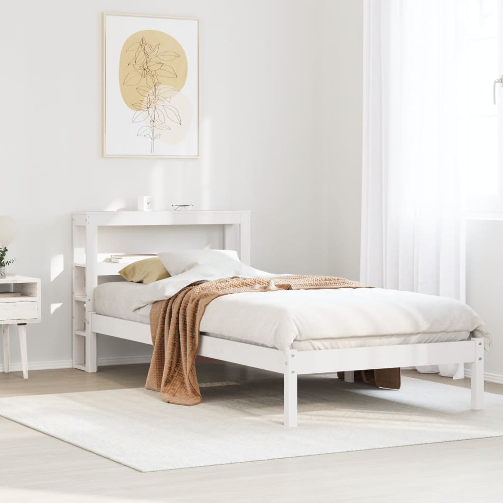 Bed Frame without Mattress White 75x190 cm Small Single Solid Wood Pine