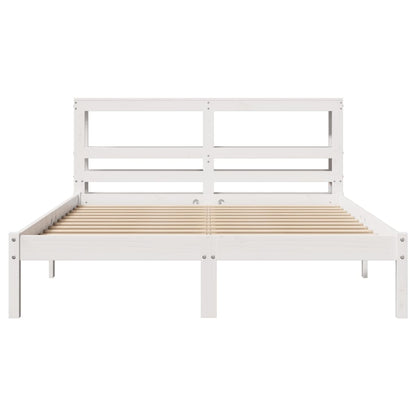 Bed Frame without Mattress White 150x200 cm King Size Solid Wood Pine