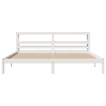 Bed Frame without Mattress White 180x200 cm Super King Solid Wood Pine