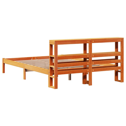 Bed Frame with Headboard without Mattress Wax Brown 135x190 cm Double
