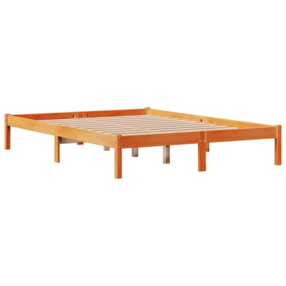 Bed Frame with Headboard without Mattress Wax Brown 135x190 cm Double