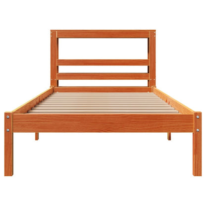 Bed Frame with Headboard without Mattress Wax Brown 90x200 cm