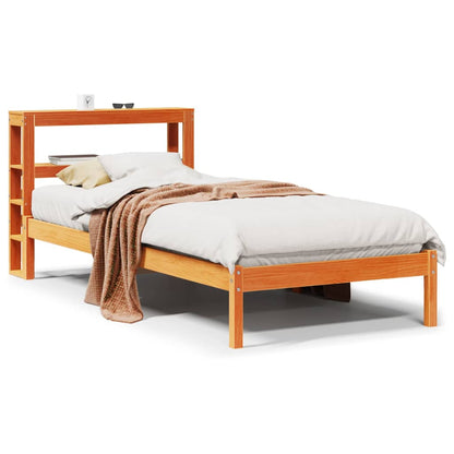 Bed Frame with Headboard without Mattress Wax Brown 100x200 cm