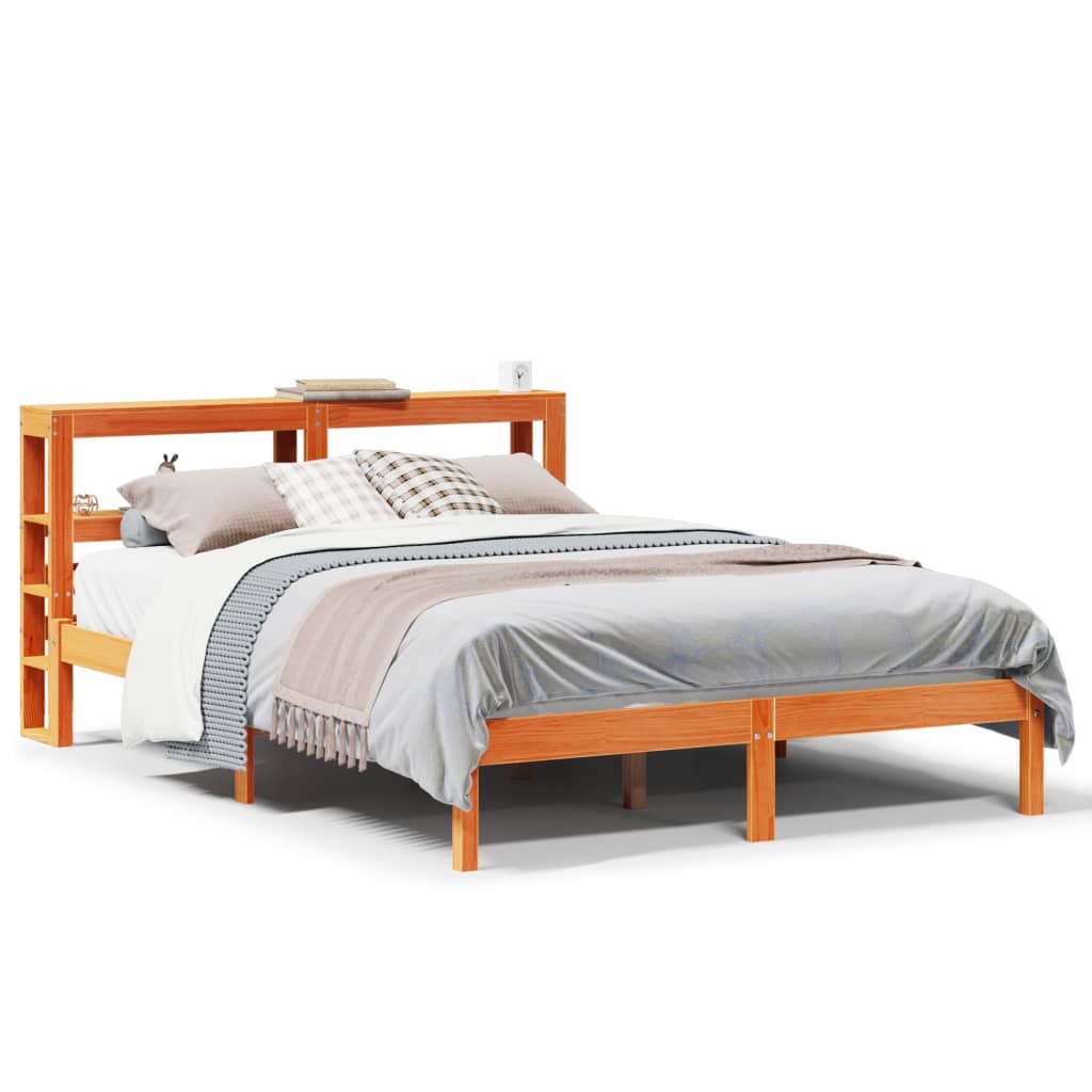 Bed Frame with Headboard without Mattress Wax Brown 140x200 cm
