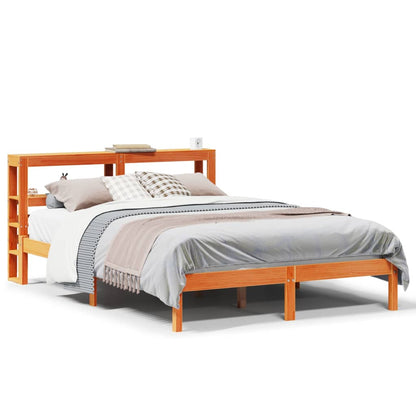 Bed Frame with Headboard without Mattress Wax Brown 140x200 cm