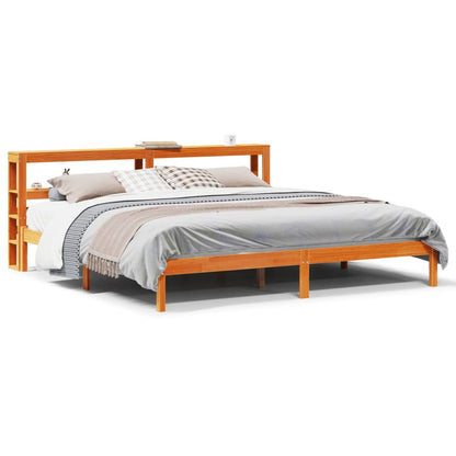 Bed Frame with Headboard without Mattress Wax Brown 180x200 cm Super King