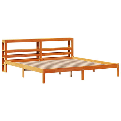 Bed Frame with Headboard without Mattress Wax Brown 180x200 cm Super King