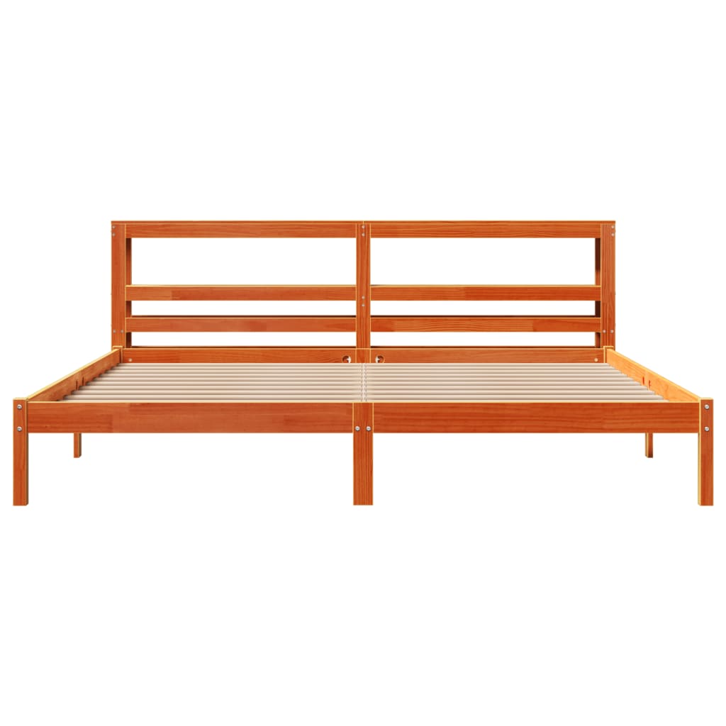 Bed Frame with Headboard without Mattress Wax Brown 180x200 cm Super King
