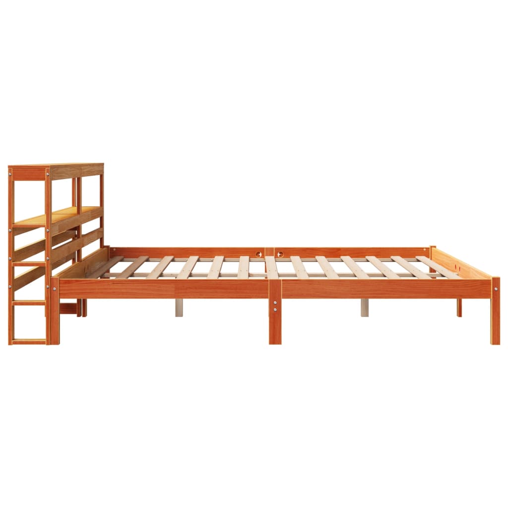 Bed Frame with Headboard without Mattress Wax Brown 200x200 cm