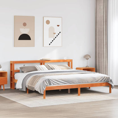 Bed Frame with Headboard without Mattress Wax Brown 200x200 cm