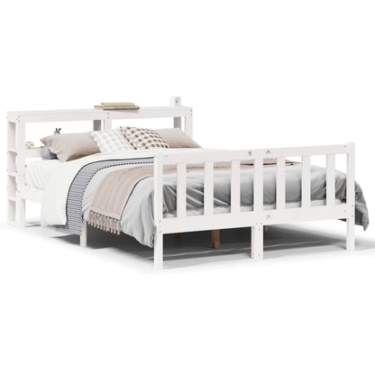 Bed Frame without Mattress White 135x190 cm Double Solid Wood Pine