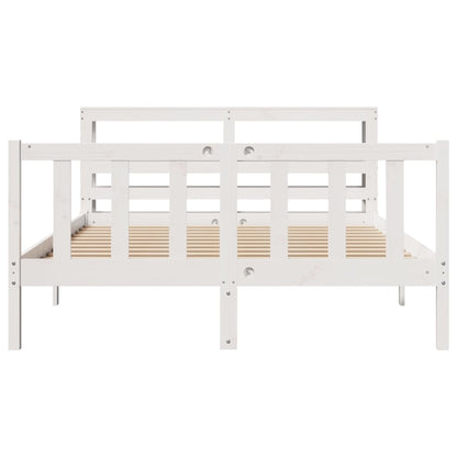 Bed Frame without Mattress White 135x190 cm Double Solid Wood Pine