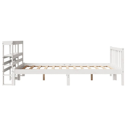 Bed Frame without Mattress White 135x190 cm Double Solid Wood Pine