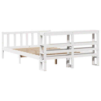 Bed Frame without Mattress White 135x190 cm Double Solid Wood Pine