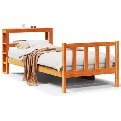 Bed Frame with Headboard without Mattress Wax Brown 75x190 cm Small Single