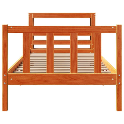 Bed Frame with Headboard without Mattress Wax Brown 90x190 cm Single