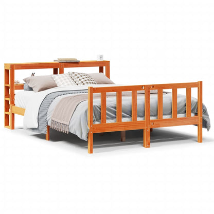 Bed Frame with Headboard without Mattress Wax Brown 135x190 cm Double