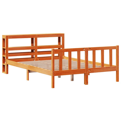 Bed Frame with Headboard without Mattress Wax Brown 135x190 cm Double