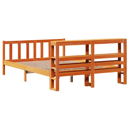 Bed Frame with Headboard without Mattress Wax Brown 135x190 cm Double